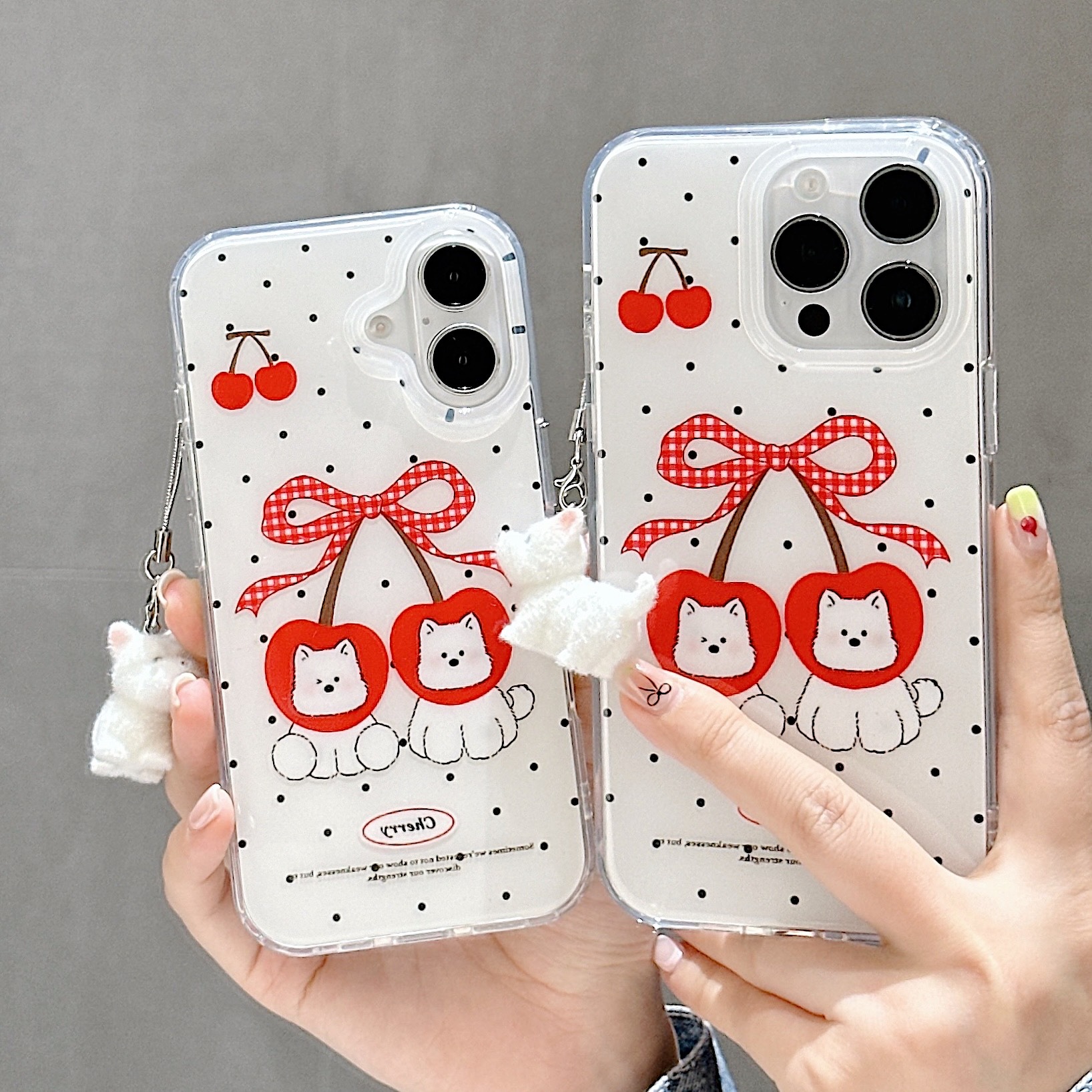 Korean Dot Cherry West Highland Adecuado para Apple 16ProMax Funda para teléfono móvil 15Pro Simple 14/13 Nuevo 15PM