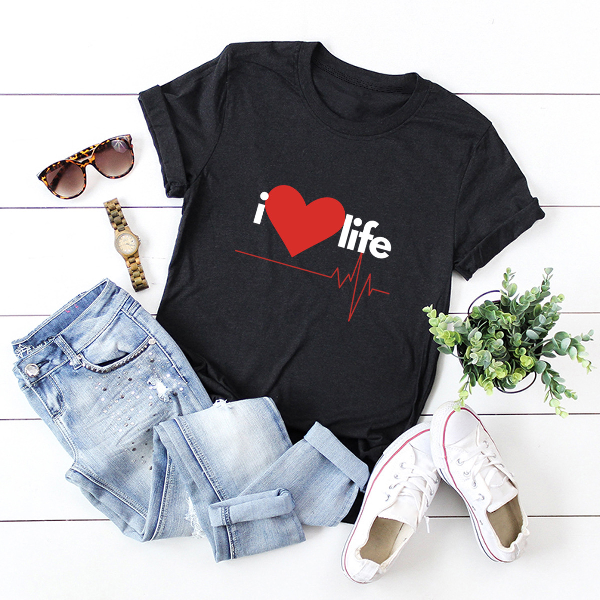 I love life letter printing top NSSN27621