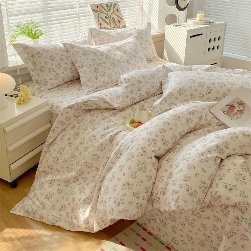 古布増粘純綿4点セット、綿寝具、夏用掛け布団カバー、寮用シーツ、ボックスシーツ3点セット|undefined