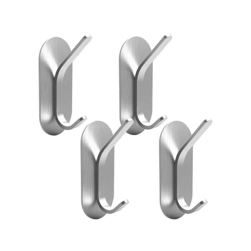 Punch-free hook strong adhesive wall hanger load-bearing stainless steel kitchen seamless door hanger clothes hook sticky hook