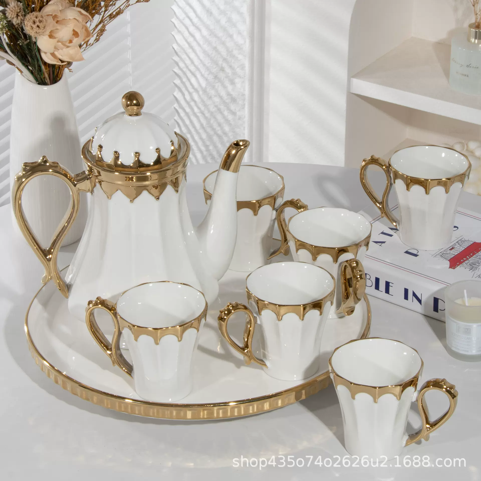 新品跨境高档陶瓷水具茶具套装下午茶水杯水具新居乔迁送礼礼盒装