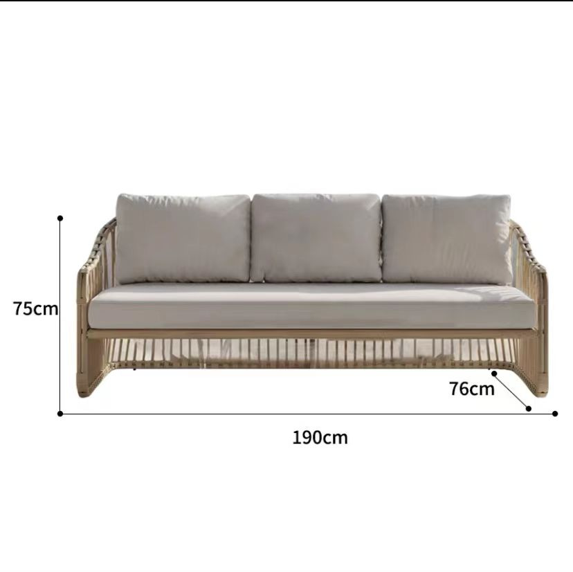 Balcón al aire libre ocio silla de caña al aire libre sofá combinación de asiento hotel terraza villa jardín muebles de caña