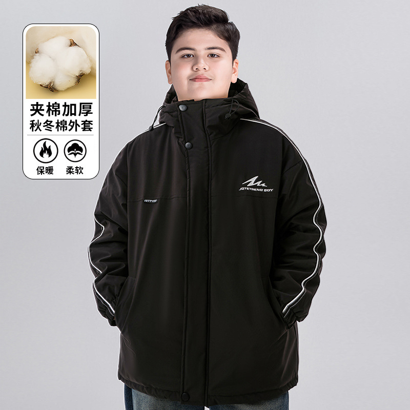 胖童装男童棉衣外套加肥加大秋冬装2025新款初中生棉服中大童冬季