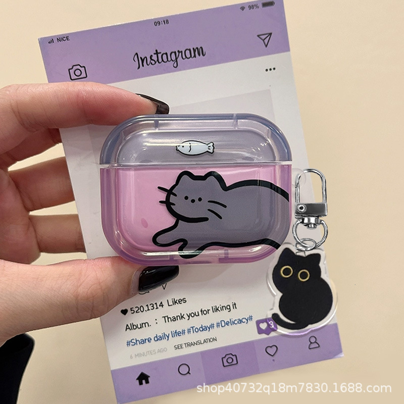 Cute Retro Cat Earphone Case Suitable for AirPods 1 2 3 4 Pro Pro2 Pro 3