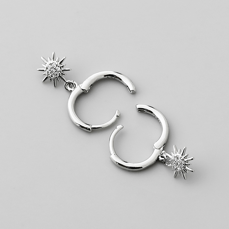 fashion gold and silver small inlaid zircon sun earrings wholesale Nihaojewelrypicture4