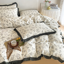 工厂直销60S 贡缎长绒棉四件套全棉宽边印花被套床单床上用品批发