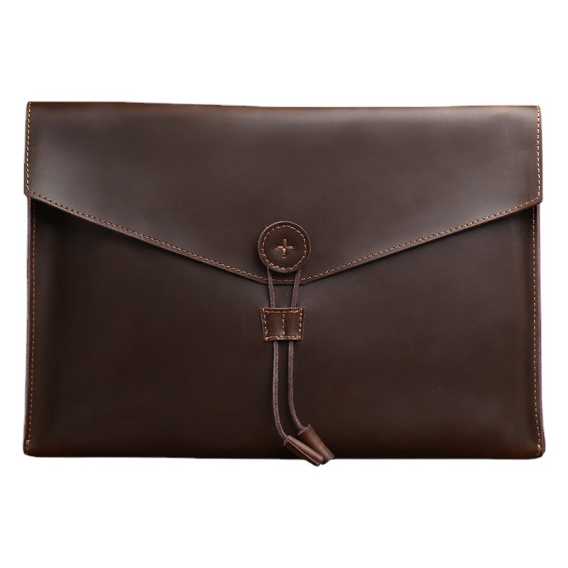 SOURCE Factory genuine leather business briefcase A4 paper large capacity file office bag Crazy Horse kraft bag one-piece delivery
