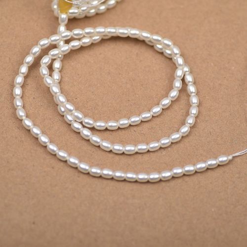 Shijia glass millet beads 3mm rice-shaped pearl imitation natural freshwater baby beads necklace diy jewelry accessories wholesale
