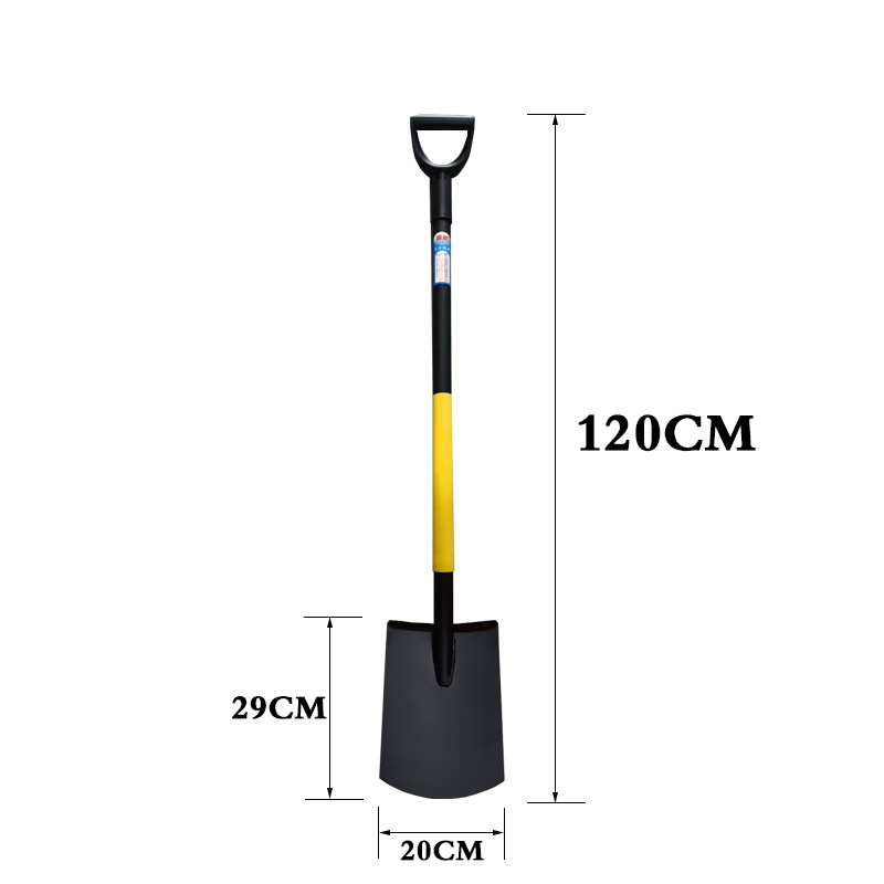 厂家直销农用工具铁柄锹D型塑料握手圆头农用锹挖土锹