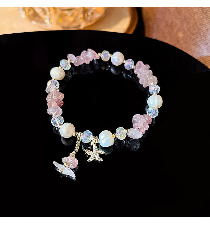 South Korea New Copper-plated Real Gold Starfish Micro-inlaid Pearl Bracelet Geometric Temperament Bracelet display picture 2