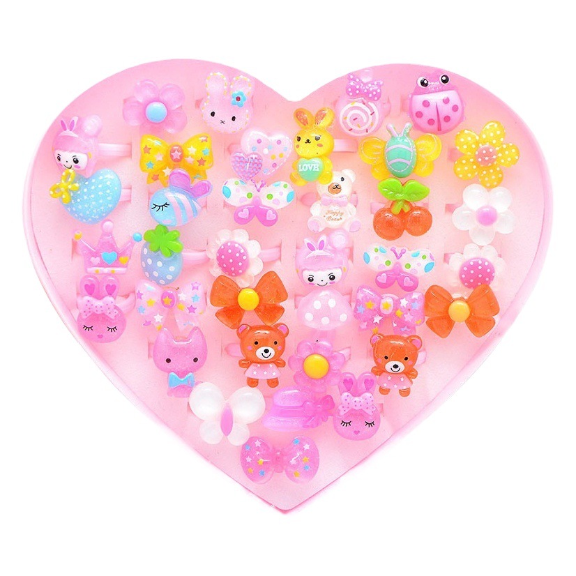 Anillo de resina de dibujos animados para niños anillo de color caramelo coreano lindo Rosa niña joyería Pequeño anillo de regalo