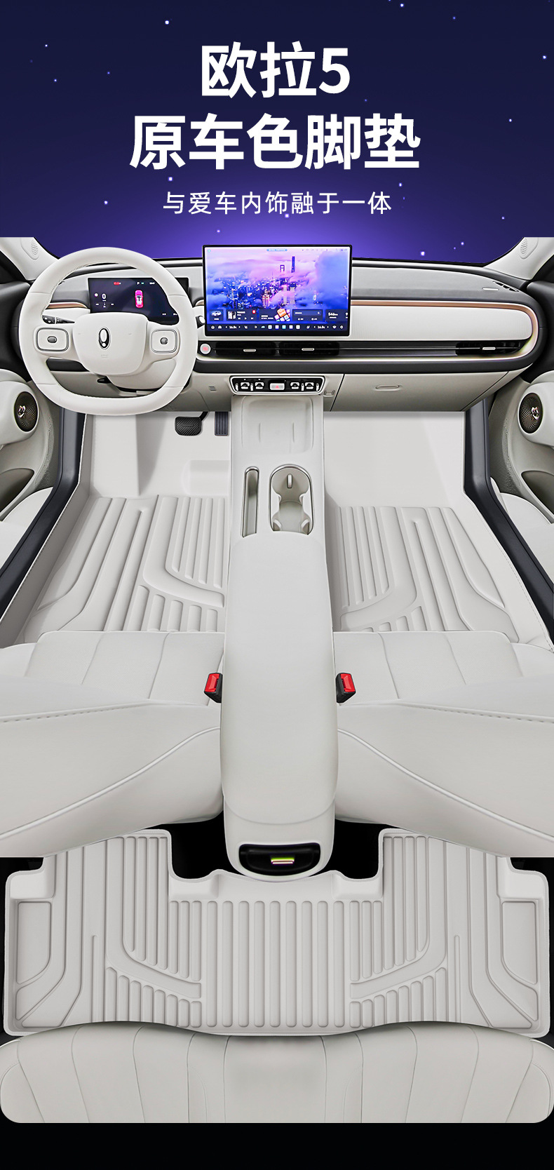Suitable for Ora 5 Models, Waterproof and Dustproof Car Interior Accessories, Environmentally Friendly Double-Layer Ora 5 Floor Mats