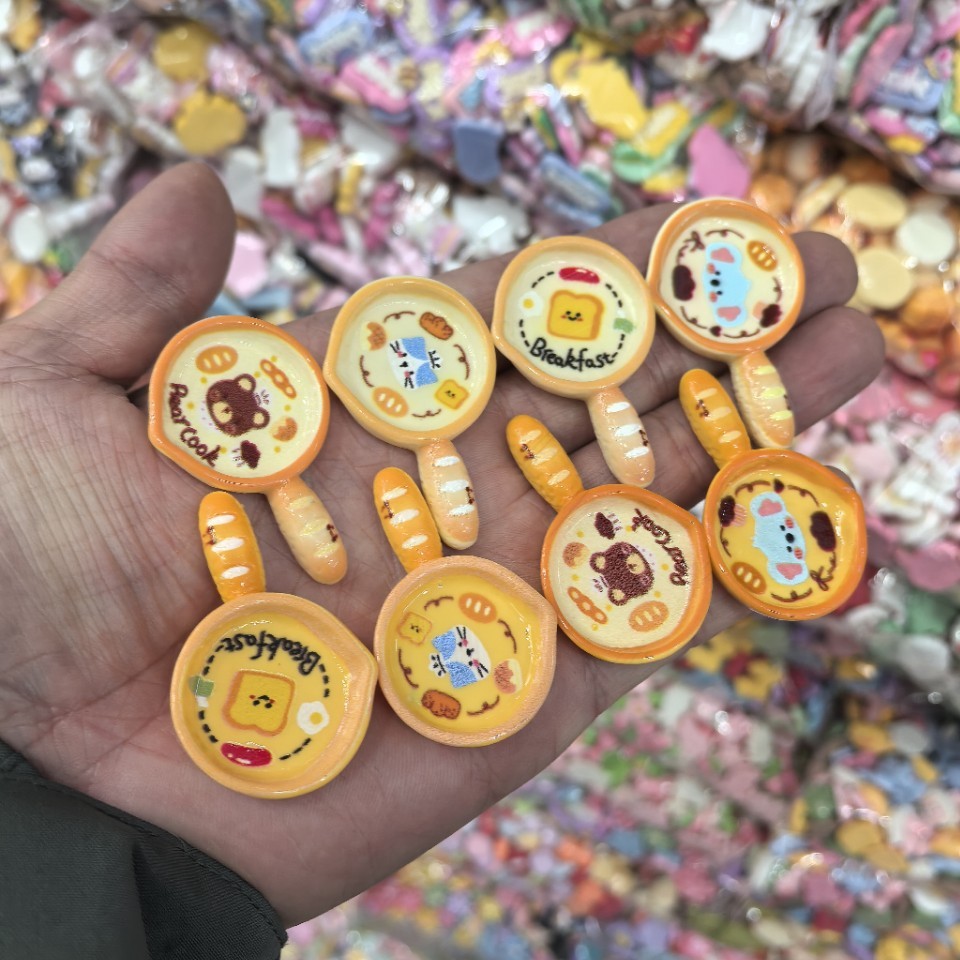 创意食玩平底锅卡通手工diy饰品配件发夹迷你厨房材料包树脂配件