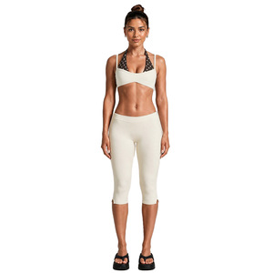 AYM043720 Yoga Set with Backless Halter Contrast Sports Bra and Capri Pants Aoyema wholesale