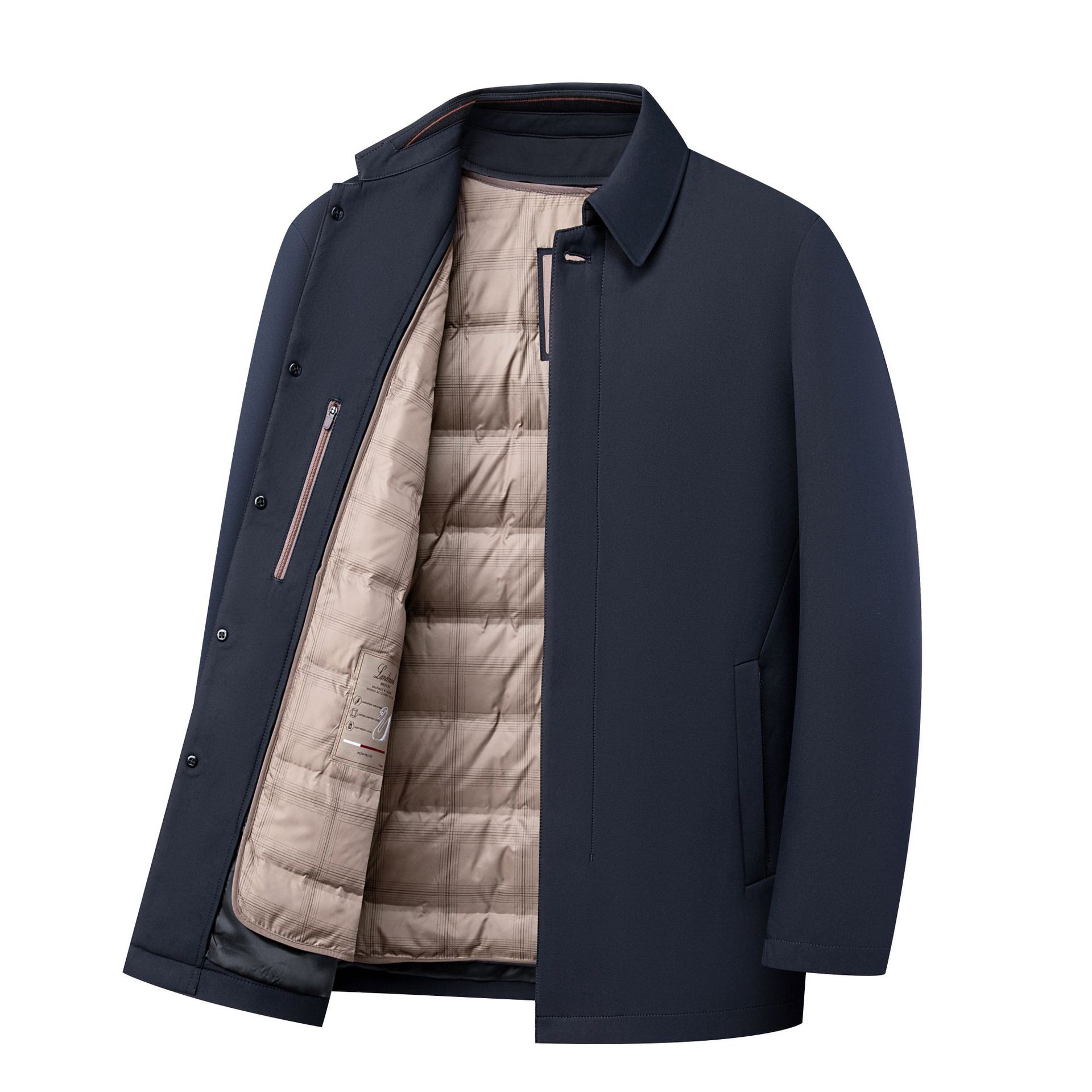 1-25988 duck down-navy-single-breasted-medium length