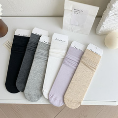 Basic Matching Neutral Color Crew Socks with Instagram Spring Summer Style, Japanese Academy Wind White JK Stacked Socks