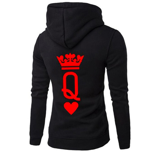 New Product WISH AliExpress Couple's Wear for Men and Women Crown KQ Hooded Sweatshirt Couple 2TEMU