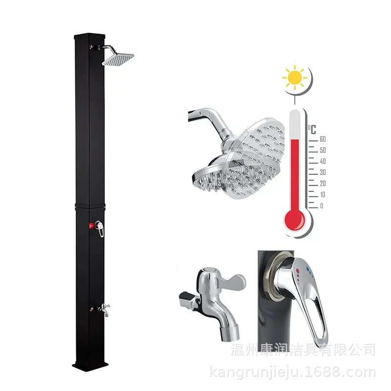 Wenzhou Kangrun 40L gran capacidad cuadrada forma columna de ducha al aire libre baño solar tanque de agua solar de plástico