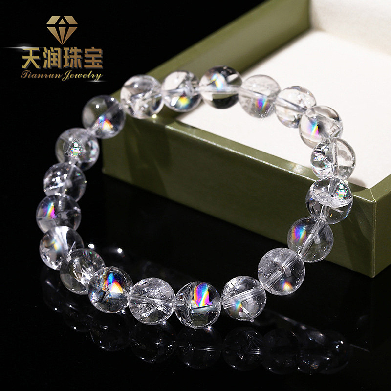 Natural White Crystal Collection Grade White Asai Rainbow Glitter Burst Crystal Donghai Ketao Crystal Beads Wholesale