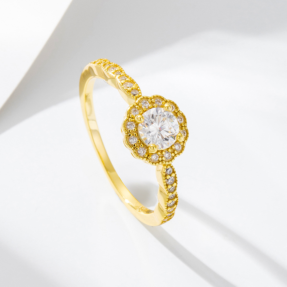 Joyas transfronterizas europeas y americanas s925 anillo de circón con micro incrustaciones de plata esterlina moda femenina temperamento clásico anillo de boda sentido de alta gama