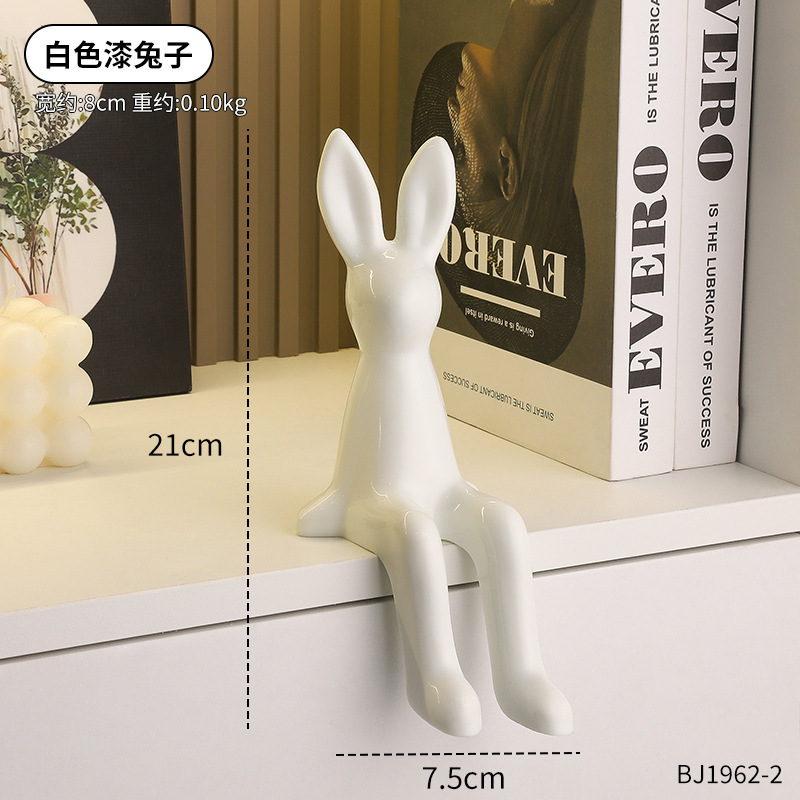 長い耳のウサギの小さな座り姿勢の装飾品、軽くて豪華なハイエンドのソフト装飾、ハイエンドのホームリビングルームのテレビキャビネットとワインキャビネットの装飾|undefined