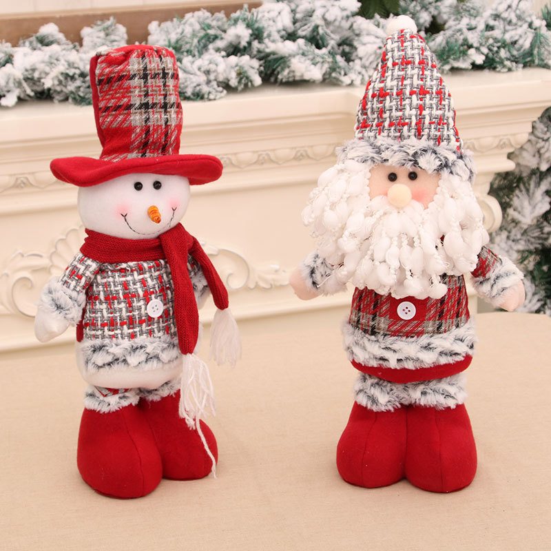 Nuevo mediano muñeca retráctil Navidad viejo muñeco de nieve muñeca Navidad regalo Navidad decoración adornos