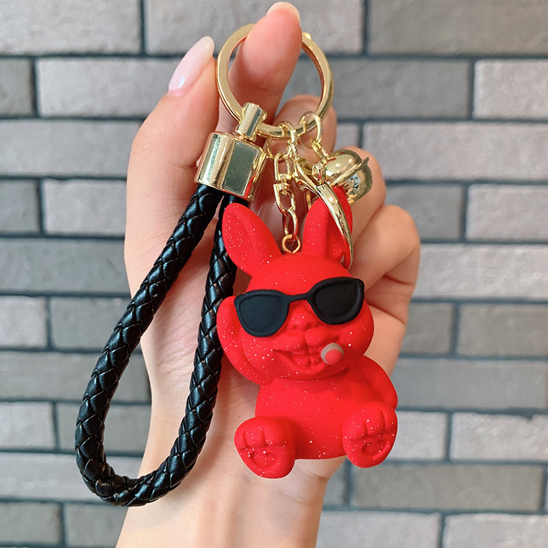 Moda fresco resina cachorro llavero conejito oso muñeca colgante bolso del coche adornos pequeño regalo