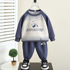 4801男童套裝春秋款2024新款洋氣寶寶春裝運動衛衣兩件套酷兒童裝