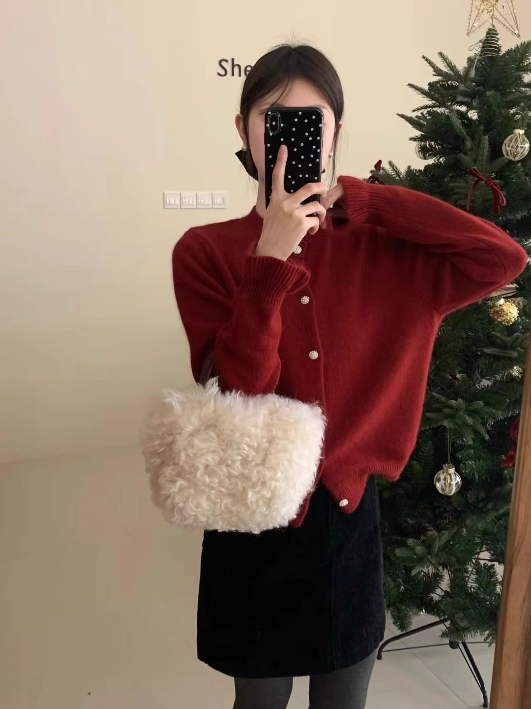 Cardigan coreano in velluto con scollo rotondo e maniche ricamate viola da donna, piccolo cappotto lavorato a maglia profumato primaverile_voghion.com