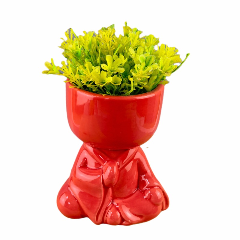 Maceta de flores de cabeza de Buda moderna y simple, maceta de plantación de flores de cerámica de forma humana, decoración de estatuas de Buda, maceta artesanal