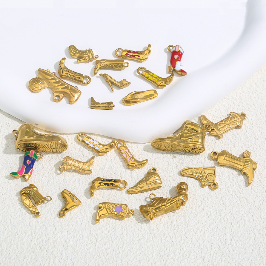 6g Weight Pendant Jewelry Making Type Charms Classification 5 PCS/Package Quantity 304 Stainless Steel Material Boots Pattern All Seasons Season Plating Design Retro, Classic Style Style 5 PCS/Package 304 Stainless Steel Boots Pendant Charms 无