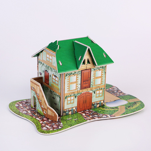 Children's 3D Colorful Paper Building House Puzzle, Kindergarten DIY Craft Fun Preschool Educational Brain Teaser Model