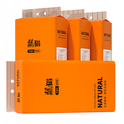 Blue Cat Hanging Tissue: Household Hand Towels, Toilet Paper, and Large-Pack Flat-Shape Sanitary Wipes