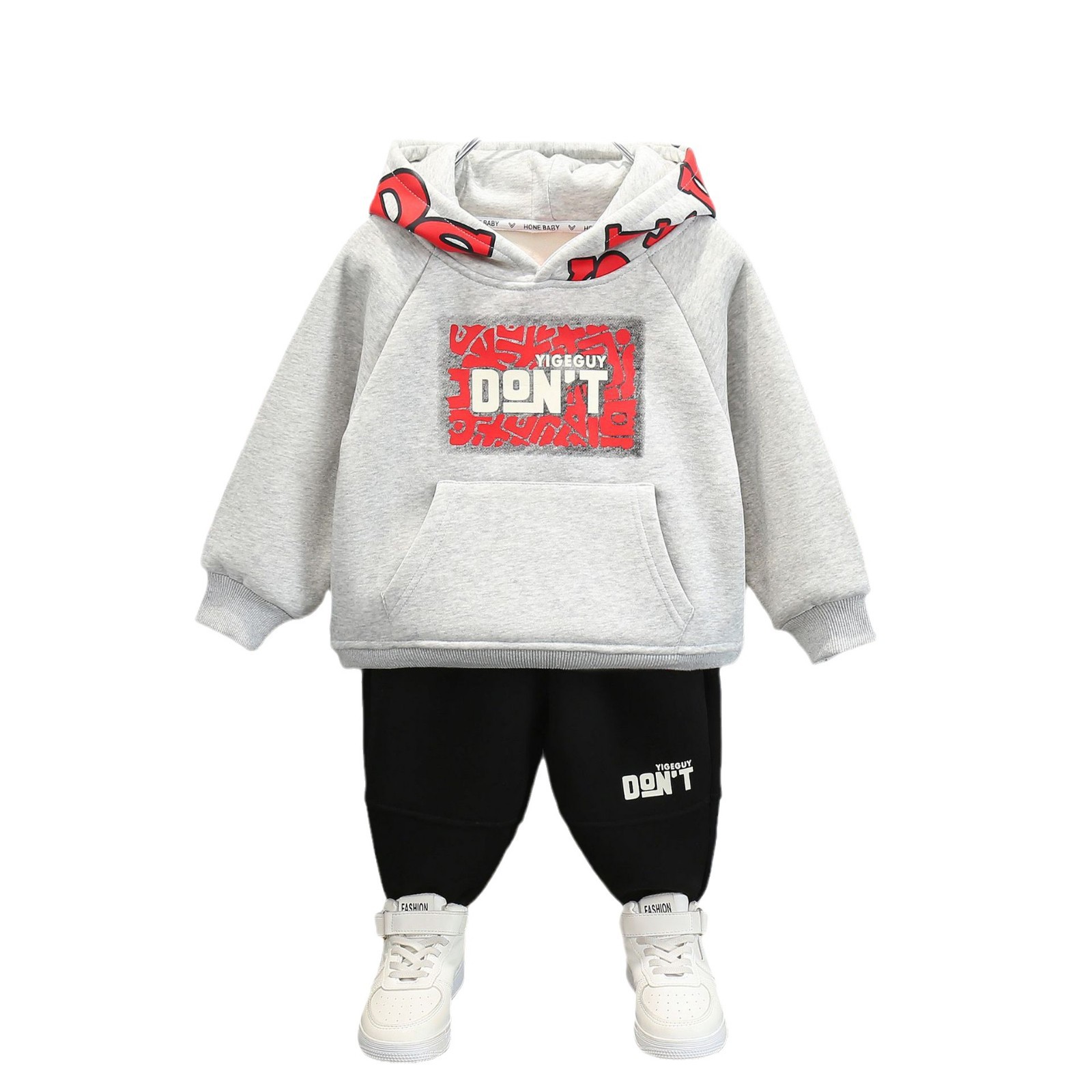 6663 Ropa para niños Traje de otoño e invierno para niños 2024 Nuevo estilo Ropa de invierno para niños más suéter grueso de terciopelo Traje de dos piezas para bebés