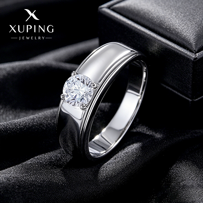 Anillo de boda blanco de Xuping Jewelry, fabricante original, anillo de piedra artificial, anillo de boda sencillo de cuatro puntas para mujer
