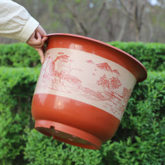 Plastic flower pot with thickened bottom and tray, imitation ceramic extra large wholesale fruit tree pot for green plants blue large flower pot