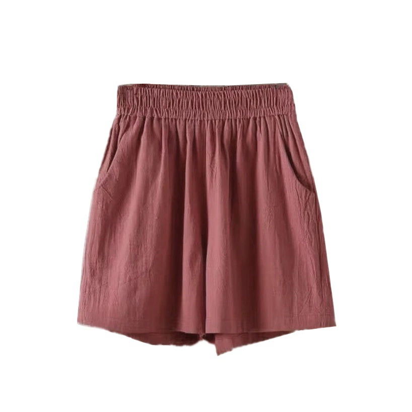 Азиатские хлопковые шорты с широкими штанинами, однотонная Летняя женская одежда, Новые повседневные брюки с тремя точками, женские свободные брюки из хлопка и льна, женские тонкие модные