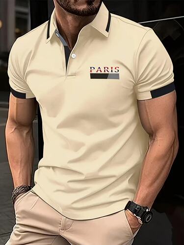Hot-selling summer trend men's short-sleeve polo shirt with digital printing, casual and versatile, fashionable brand patterns