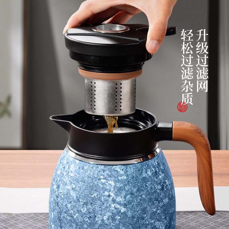 纯钛焖茶壶家用大容量保温茶水分离机械显温泡茶壶送礼纯钛水壶|undefined