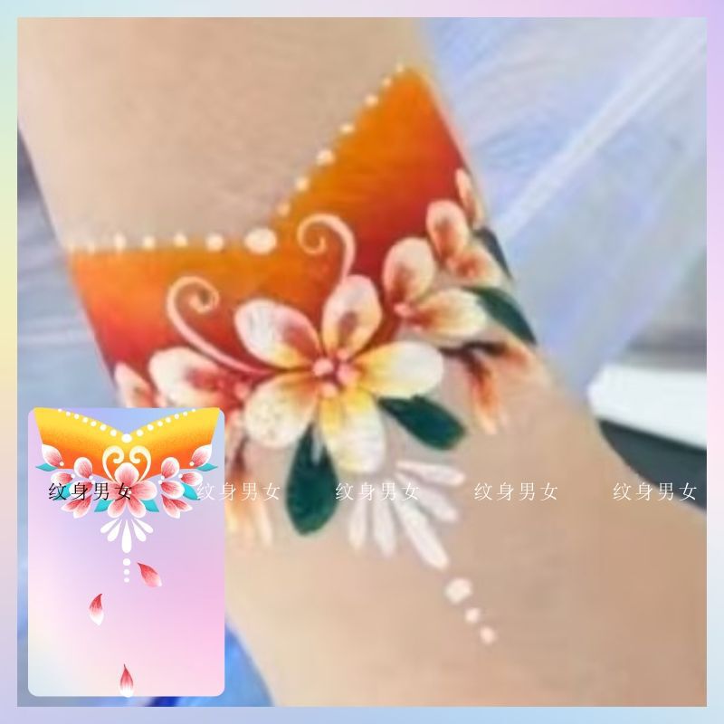 [Rainbow Flower Bracelet] Cute Children's Hand Back Arm Sticker Colorful Barbie Princess Forehead Tattoo Sticker