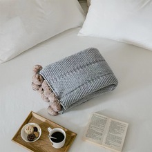 新款简约北欧风 雪尼尔球球针织毛线毯 家居软装配饰 休闲沙发毯