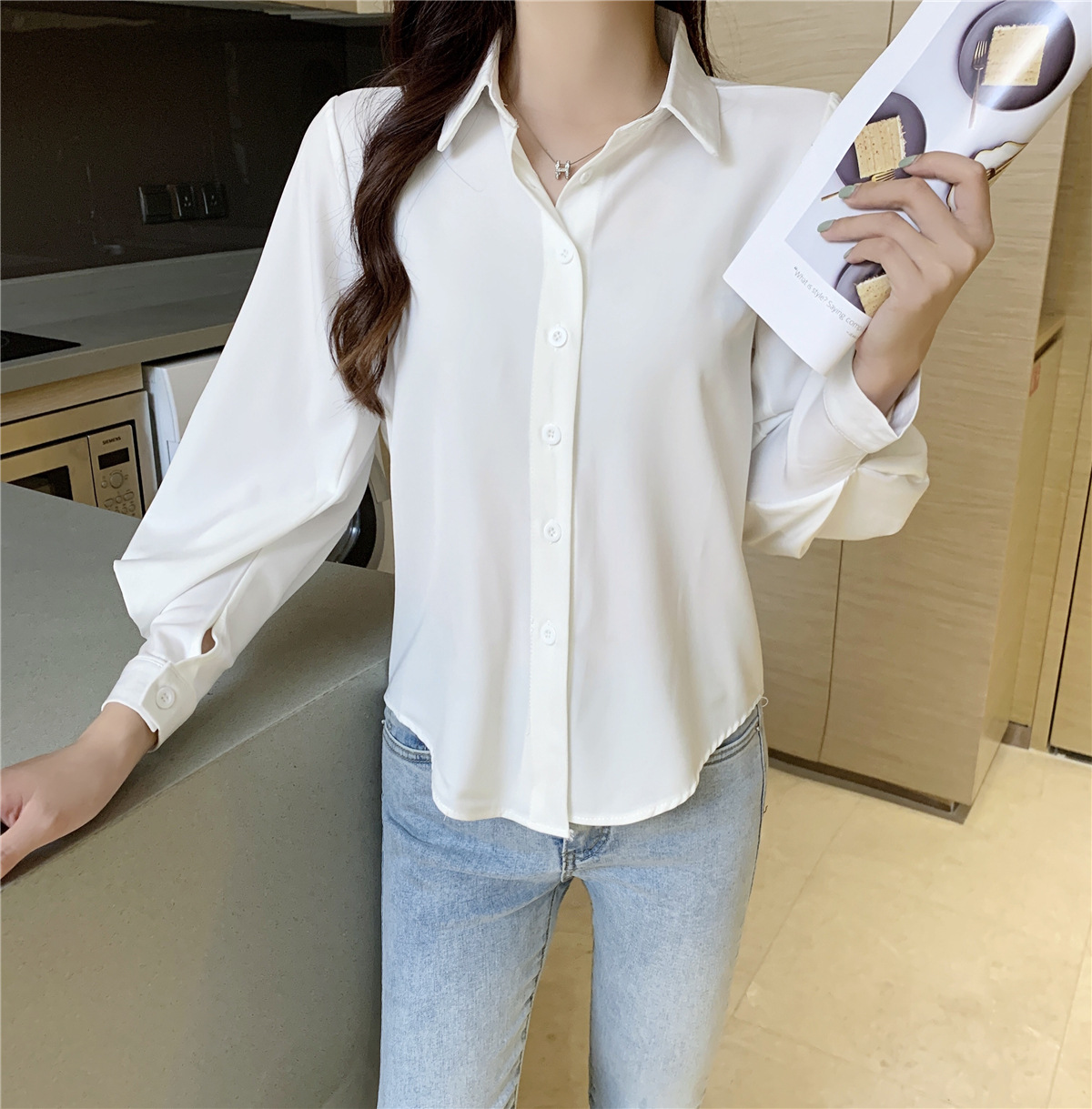 temperament lantern sleeve chiffon shirt Nihaostyles wholesale clothing vendor NSFYF76639