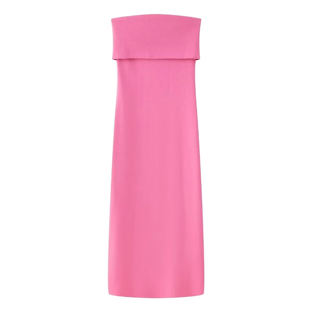 European and American style cross-border independent station supply 2024 spring new personalized stretch knitted strapless dress