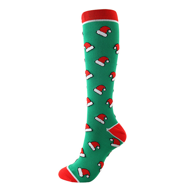 Unisex Retro Christmas Tree Snowman Snowflake Nylon Over The Knee Socks A Pair display picture 3