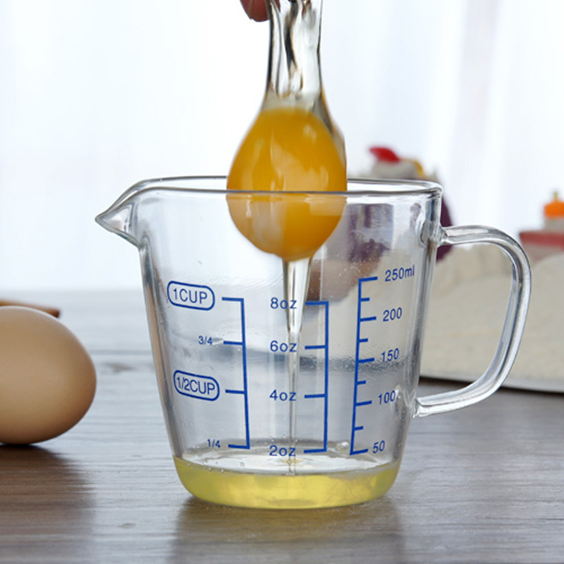 Thick borosilicate glass measuring cup with scale children's milk cup microwave oven measuring cup transparent scale Cup
