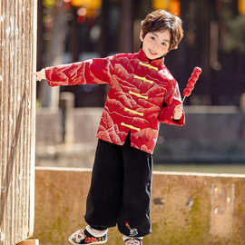 拜年服男童儿童中式唐装2025新款中国风冬季汉服男宝宝喜庆过年服