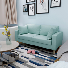 现代简约北欧卧室小沙发布艺小户型客厅三人双人网红款美式简易木