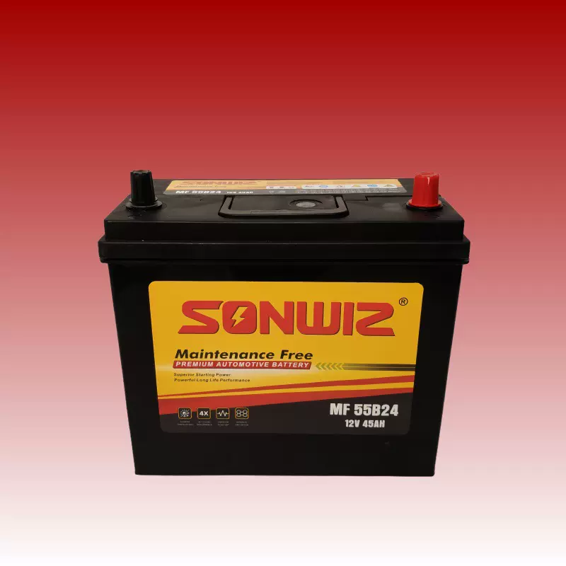 源头厂家55B24出口专供 12V45AH高品质长寿命免维护N45MF汽车电瓶