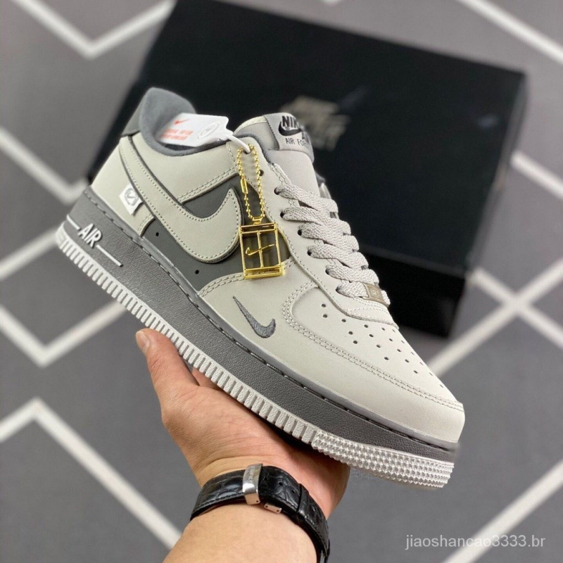 Putian's New Cross-Border Af1 Air Force 1 Light and Dark Gray Small Hook Low-Top Men's and Women's Sports Shoes Cross-Border Hot-Selling Models