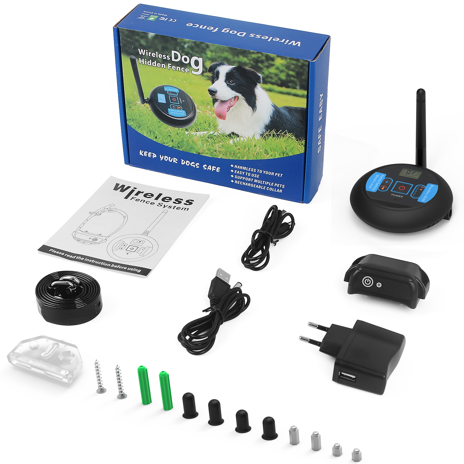 2022 valla para mascotas de control remoto inalámbrico choque eléctrico vibración collar electrónico LED eléctrico collar de juguete perro entrenador detener la corteza